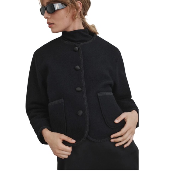 Ciao Lucia Simona Black Button Front Wool Coat NWT Size M - Picture 3 of 10